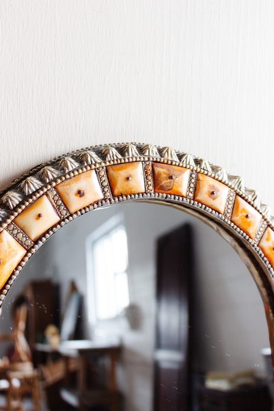 vintage moroccan camel bone mirror