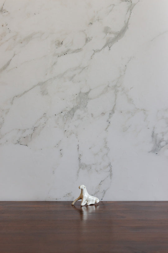 pair of vintage french white porcelain horse figurines