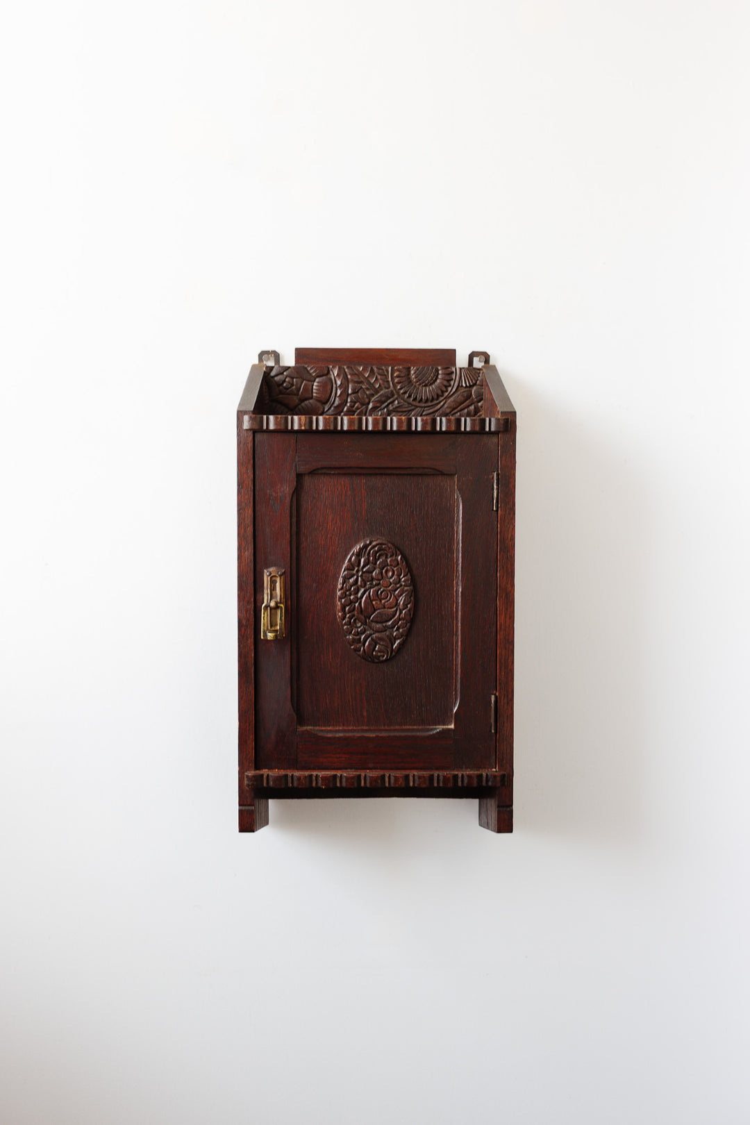 turn of the century french chestnut wall mounted cabinet