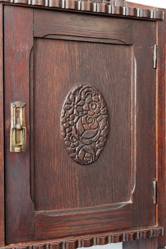 turn of the century french chestnut wall mounted cabinet