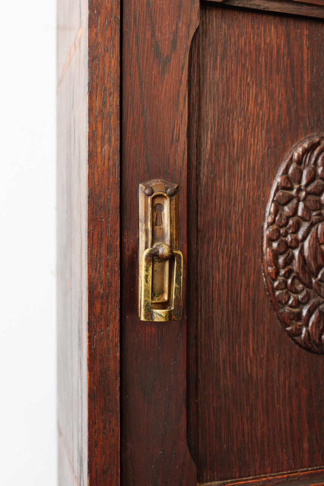 turn of the century french chestnut wall mounted cabinet