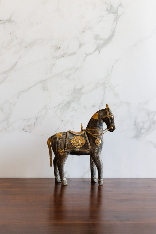 vintage moroccan wood horse