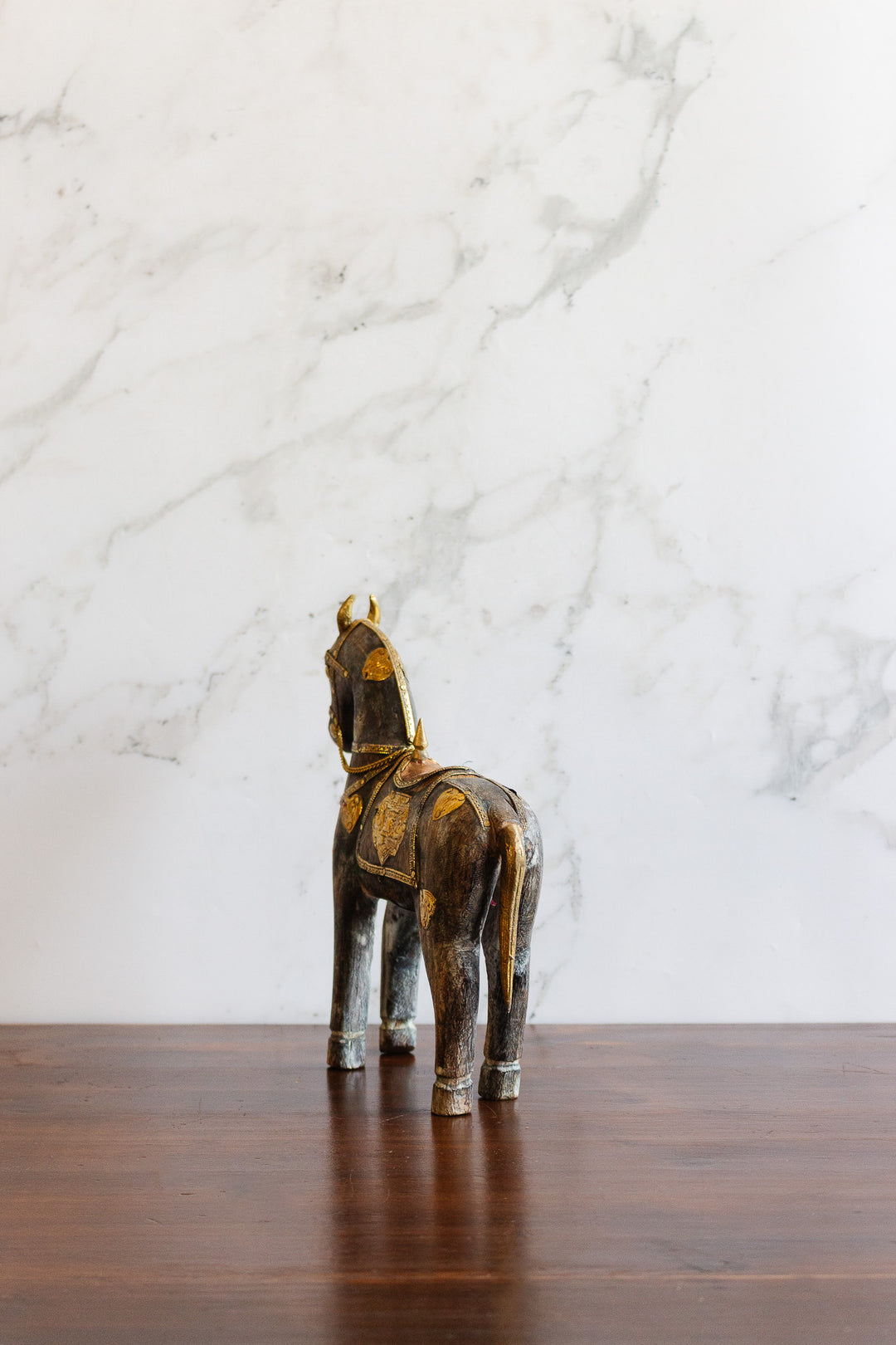 vintage moroccan wood horse