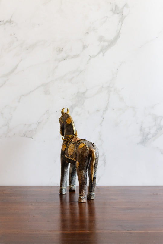 vintage moroccan wood horse