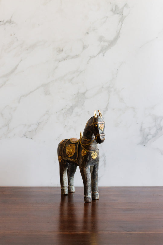 vintage moroccan wood horse