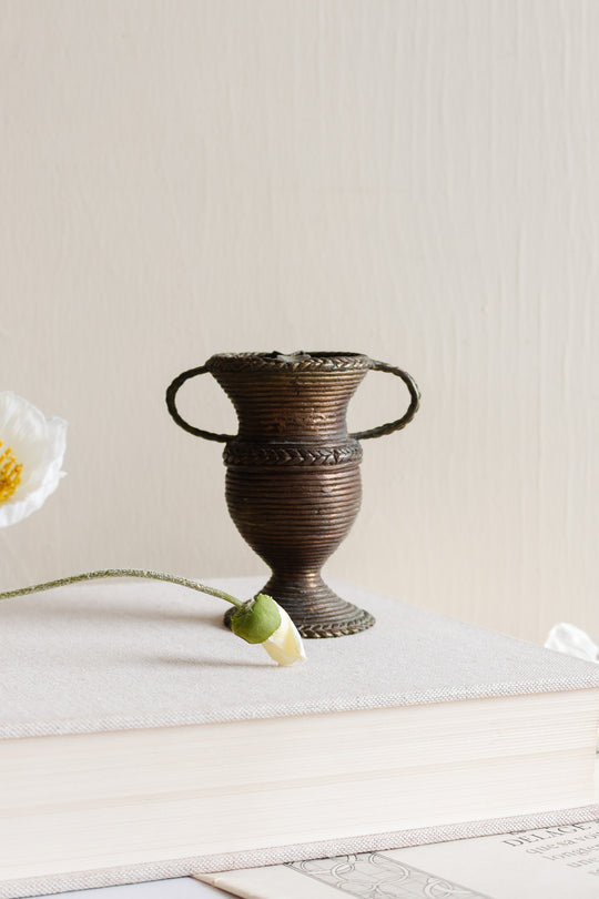 antique french brass textured trophy vase