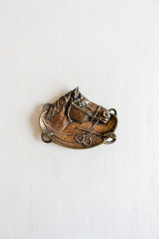 vintage french brass horse head trinket dish