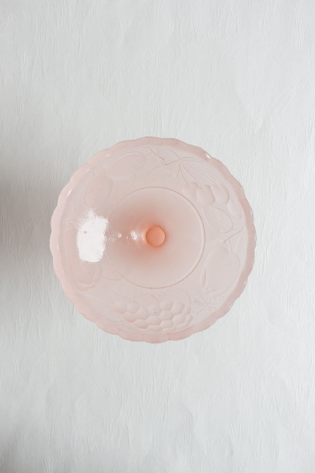 vintage italian cristallin frosted pink compotier