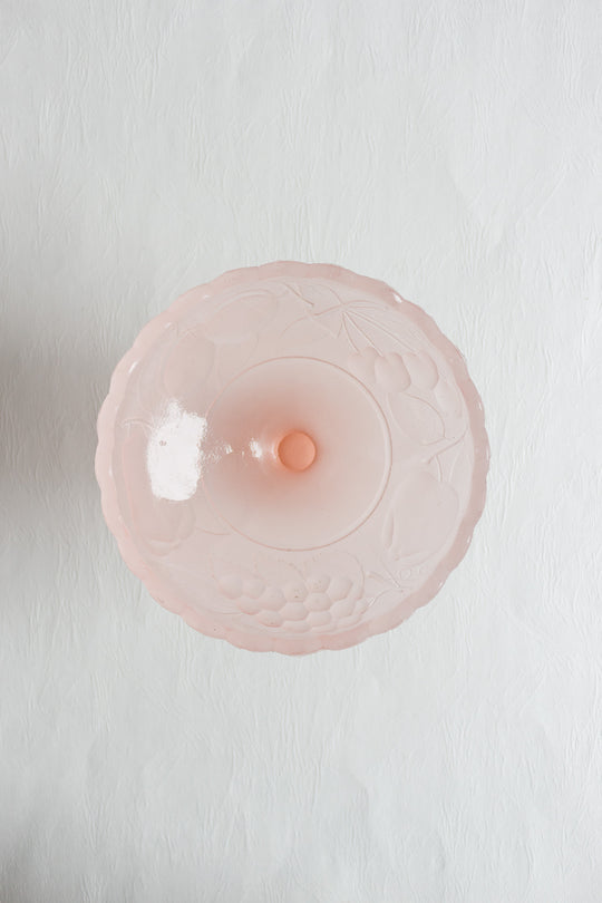 vintage italian cristallin frosted pink compotier
