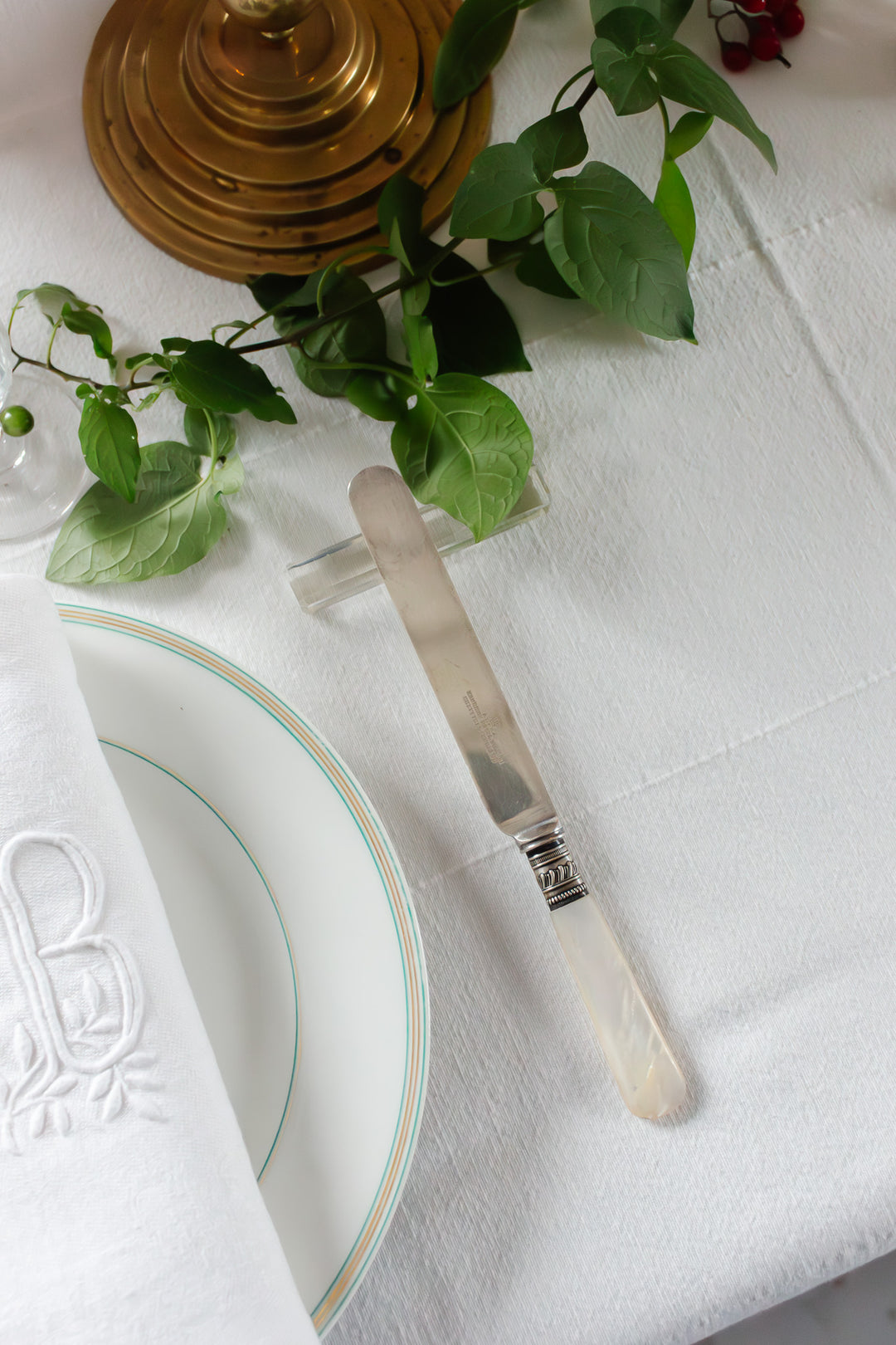 sheffield harrison bros.& howson mother of pearl dessert knives, set of 6