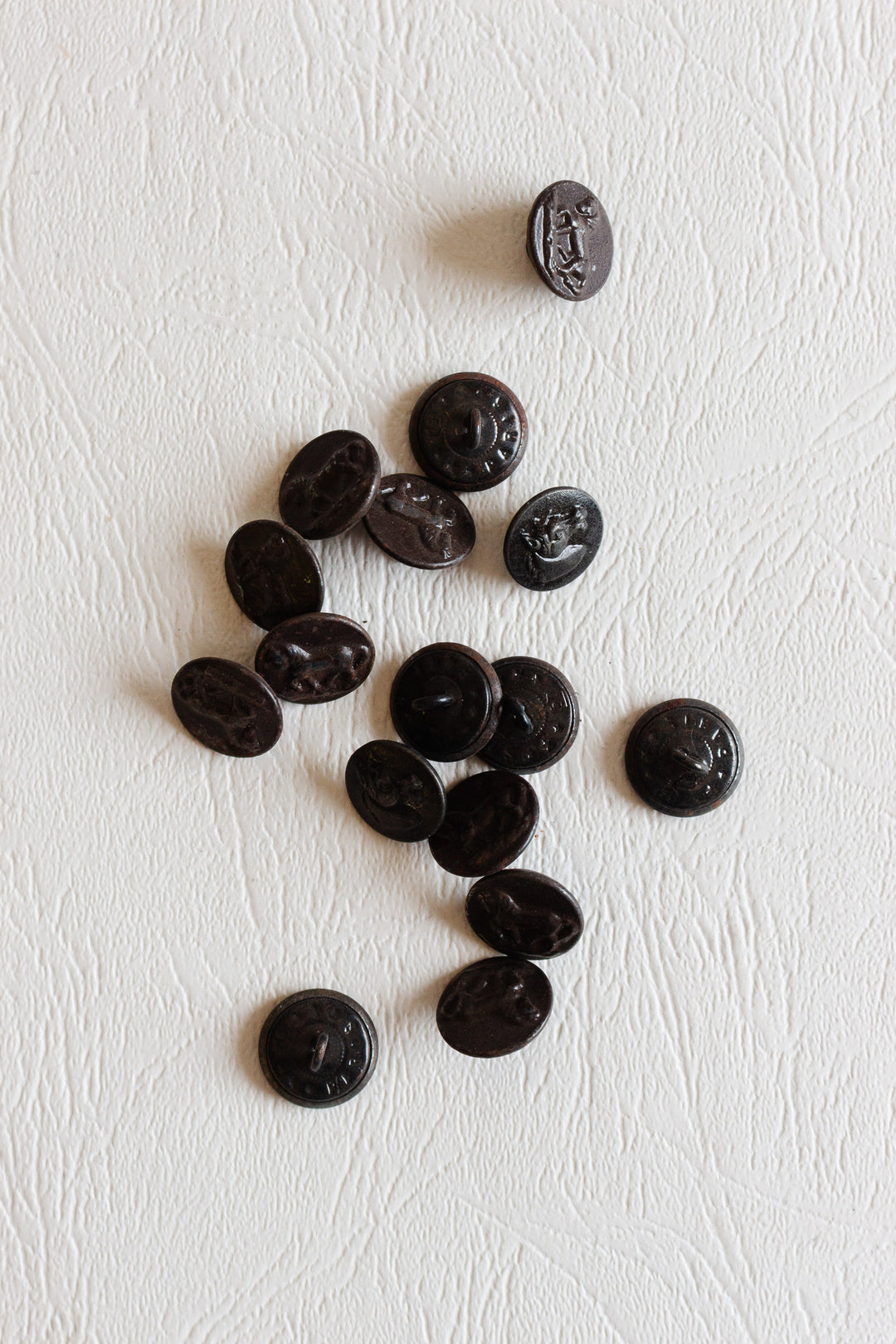 antique french uniform horse buttons, set of 8