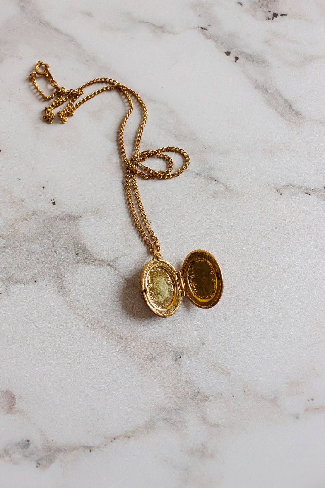 vintage French gold tone locket and chain