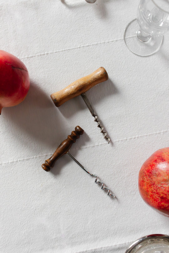 vintage french "tire bouchone" wood handled cork screw