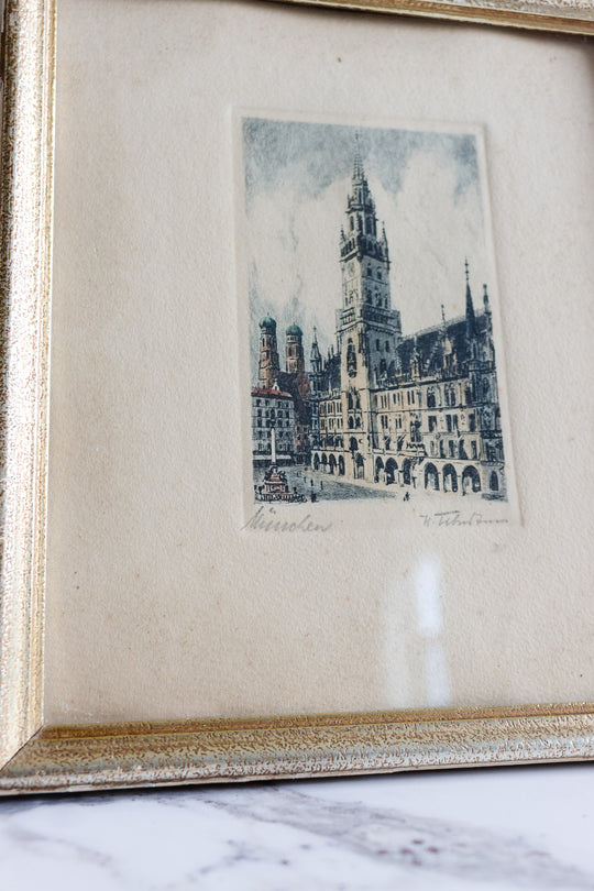 antique german etching münchen