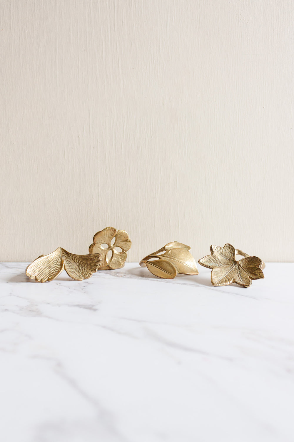 vintage french set of 4 heavy floral napkin rings