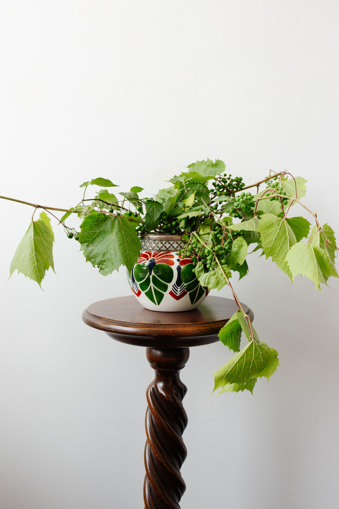 antique société céramique maestricht vase with floral frog top