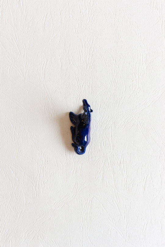 set of 5 vintage french cobalt blue porcelain horses