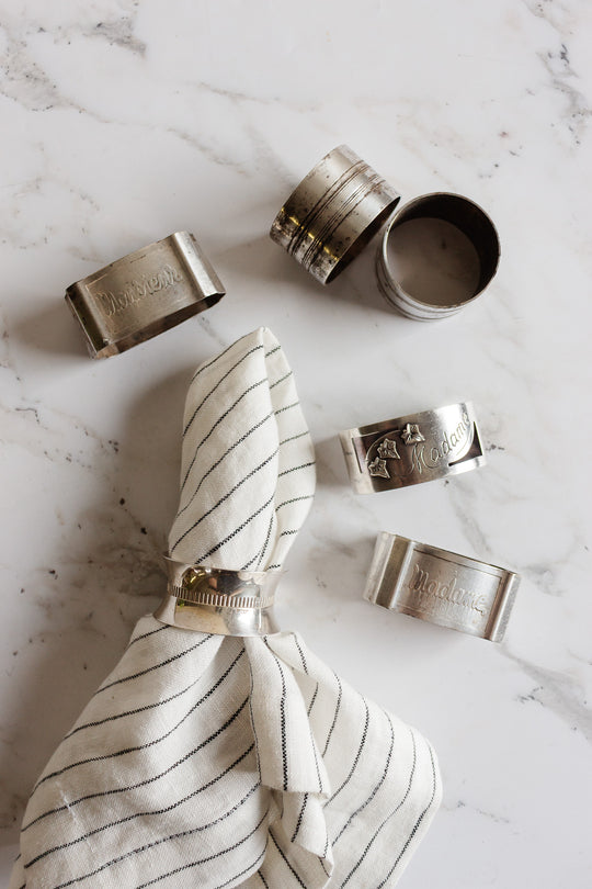 eclectic set 6 of antique french silverplate napkin rings