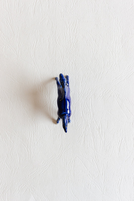 set of 5 vintage french cobalt blue porcelain horses