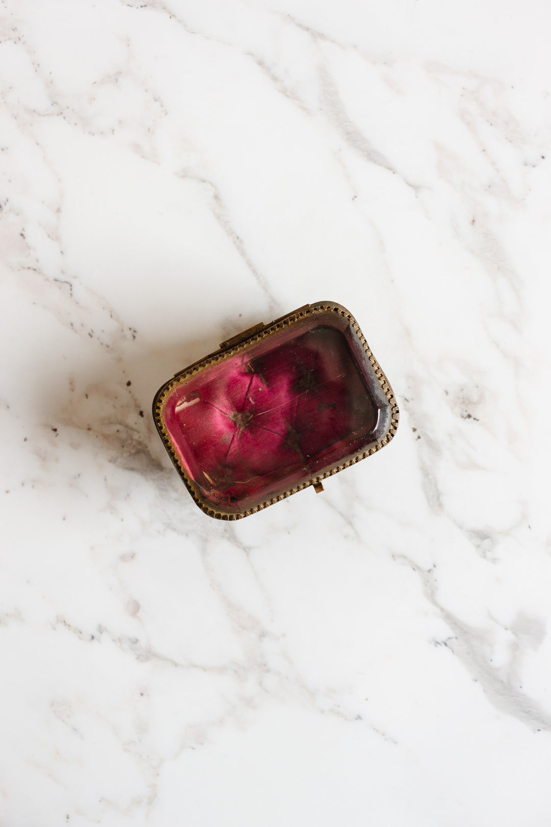 antique french brass and etched beveled glass bijoux casket