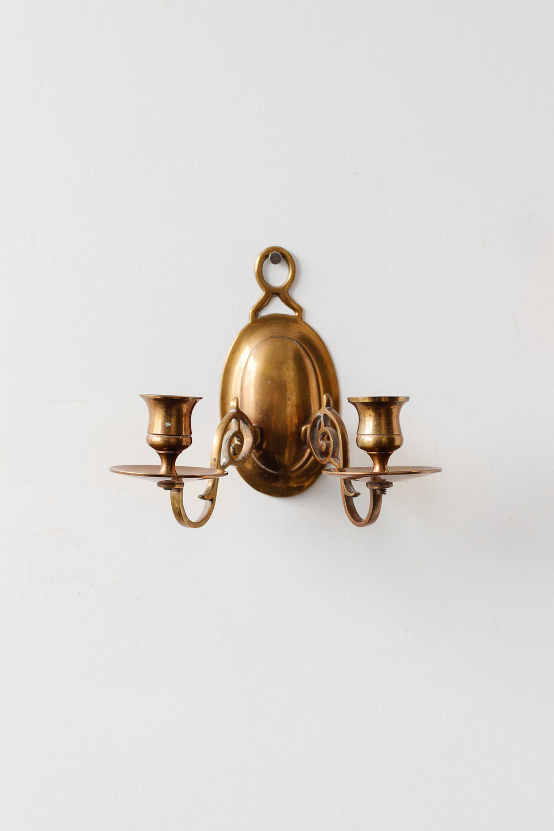 pair of vintage french brass double candle wall sconces