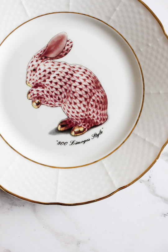 vintage limoges plate featuring herend bunny