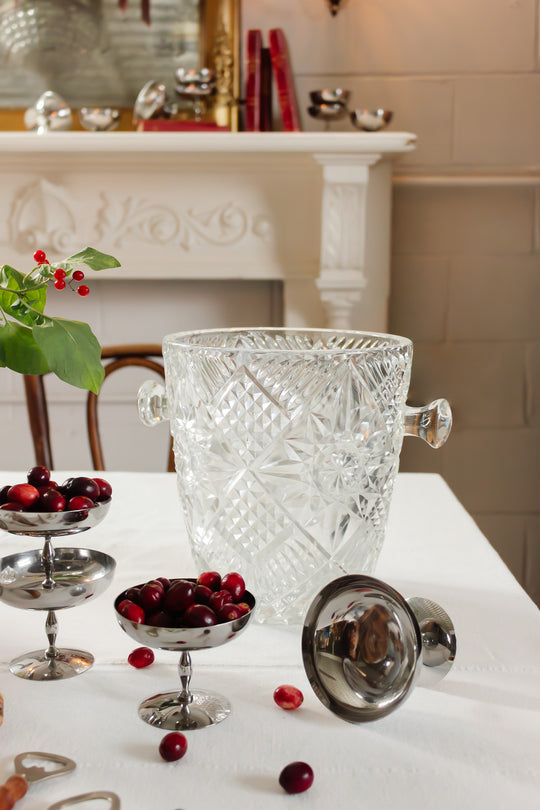 midcentury French pressed glass champagne bucket