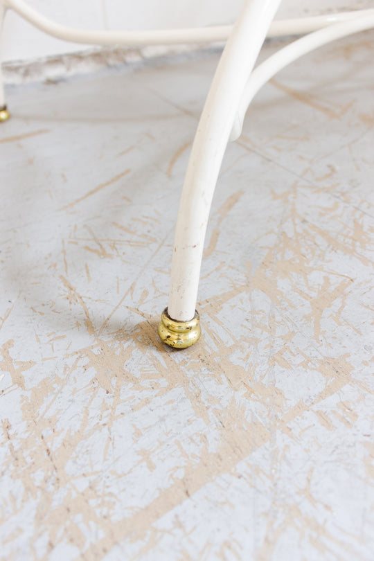 1960s French enamelled wrought iron dressing table and stool