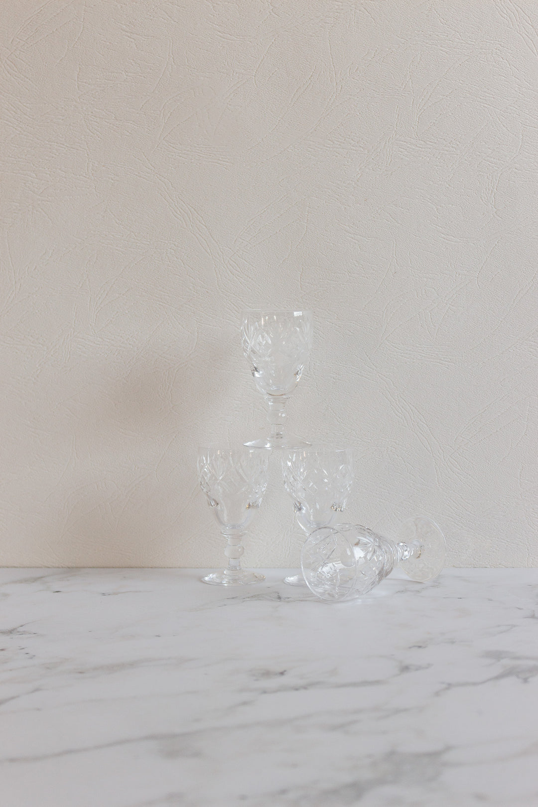 vintage royal doulton Georgian crystal cordial glasses, set of 4