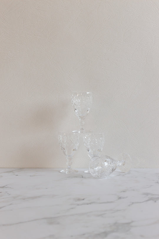 vintage royal doulton Georgian crystal cordial glasses, set of 4