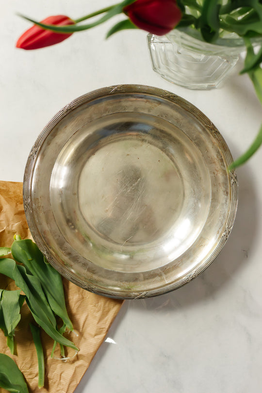 art deco french silver hotel serving dish with "poinçons"