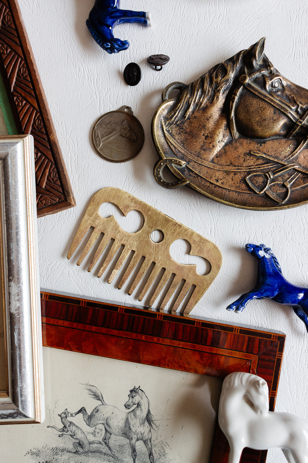 antique french brass cavalry mane comb