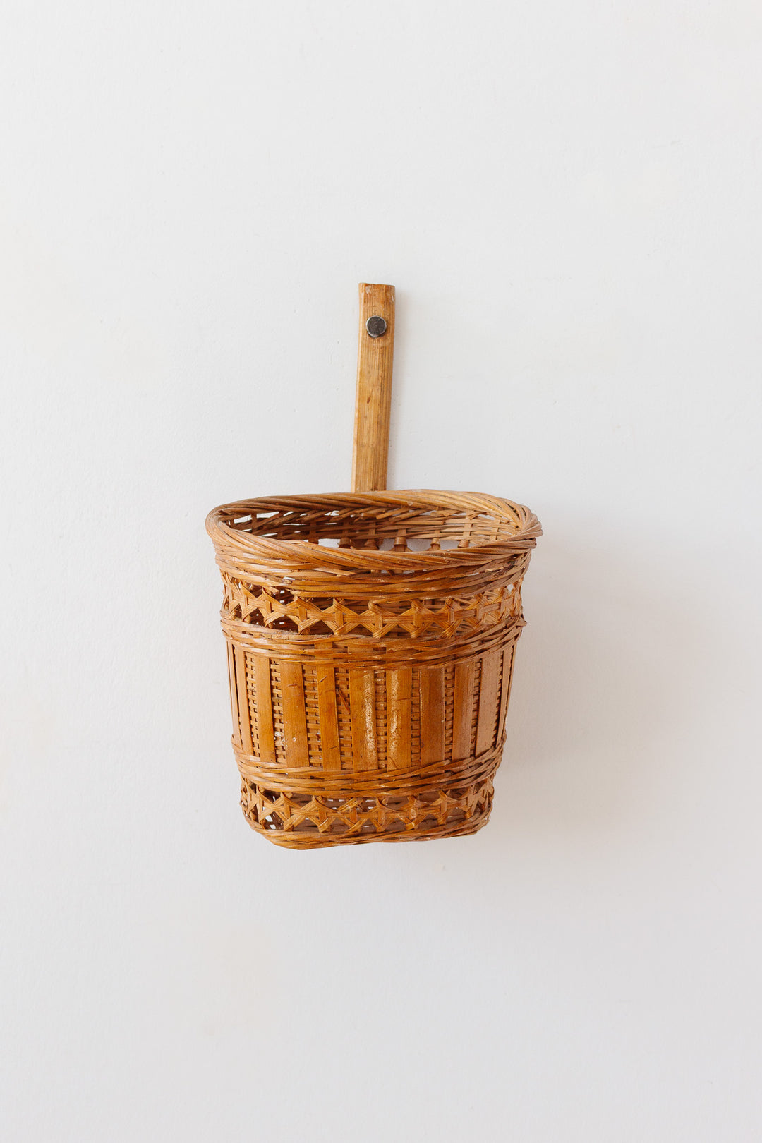 vintage handmade woven wall basket