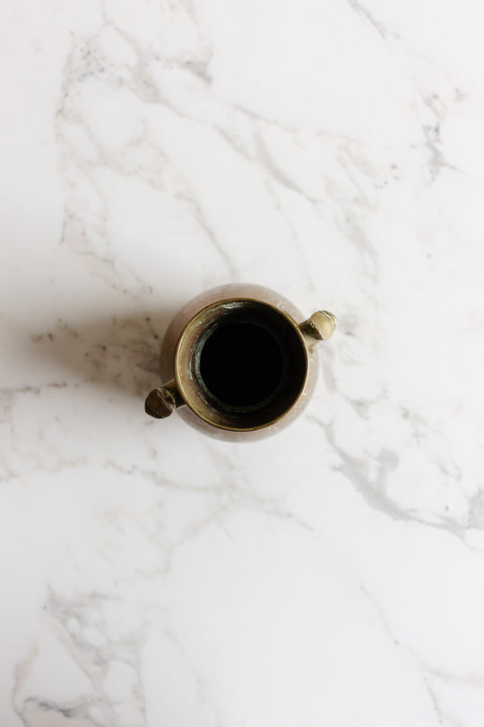 vintage french chinoiserie etched brass vase