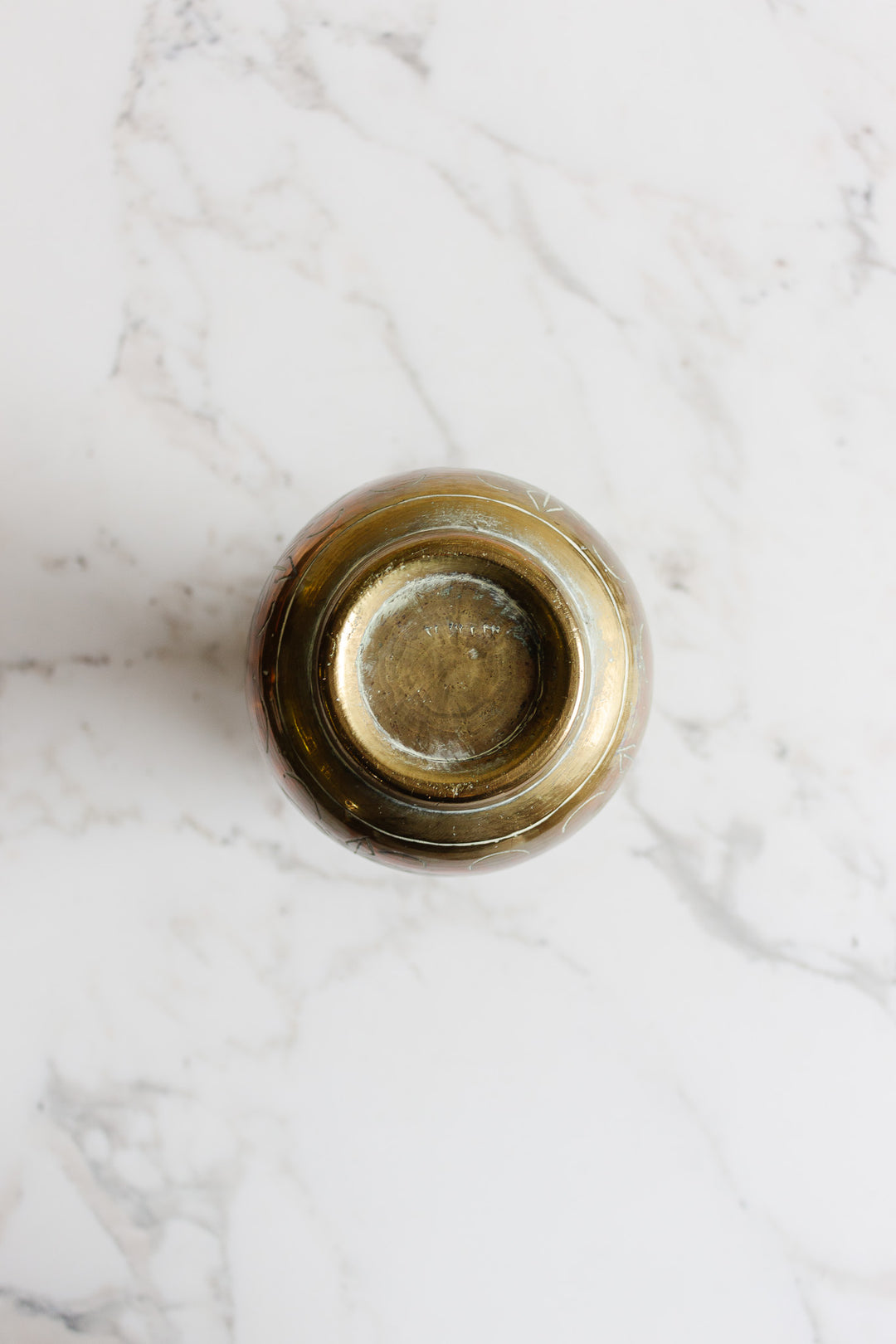 vintage french chinoiserie etched brass vase