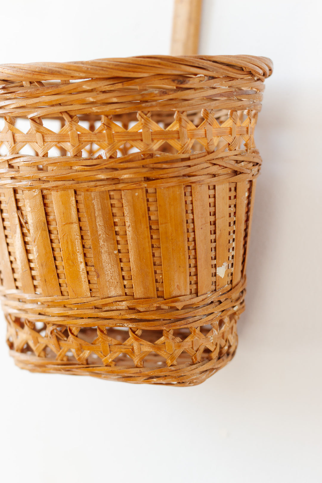 vintage handmade woven wall basket