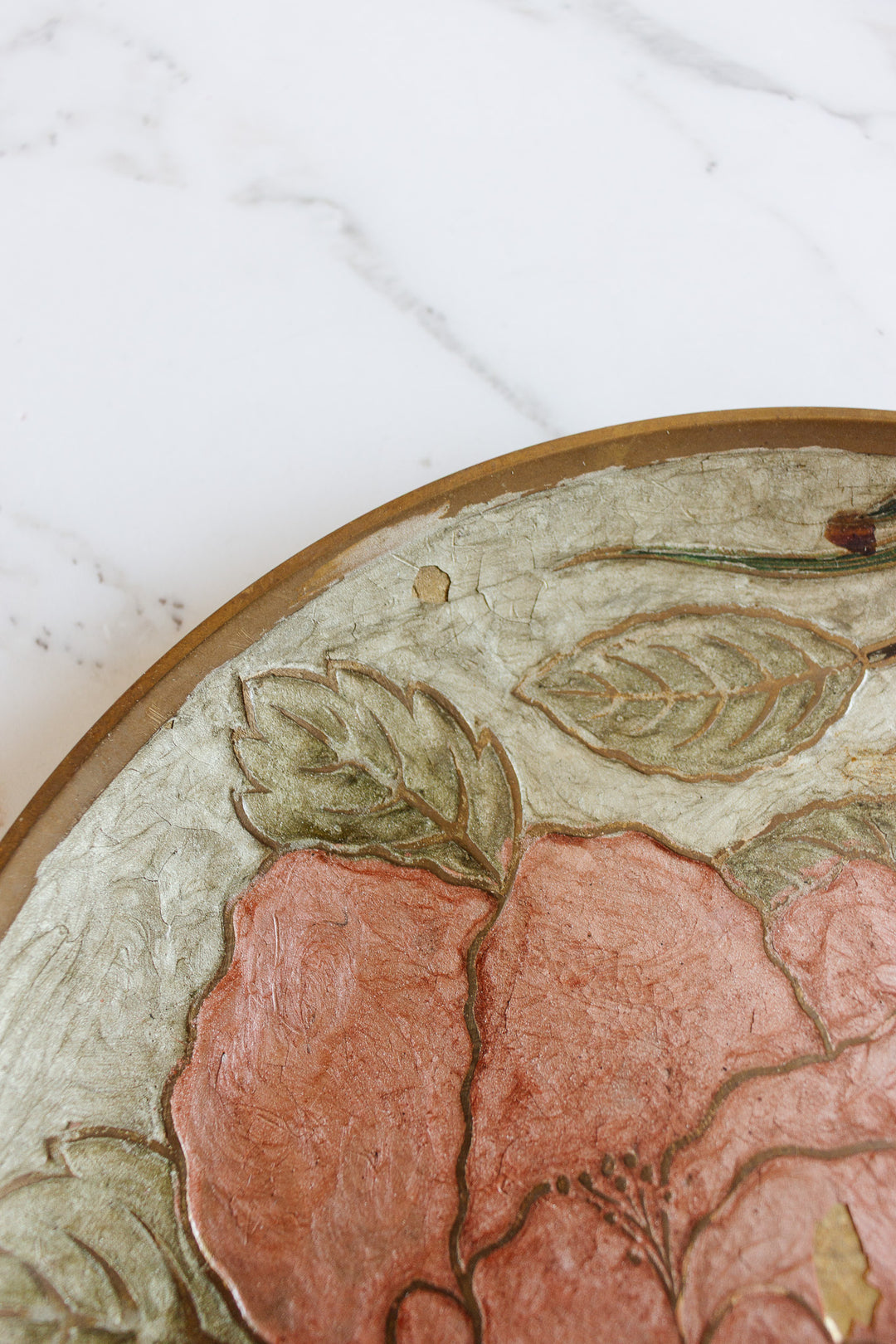 vintage french cloisonné decorative brass plate