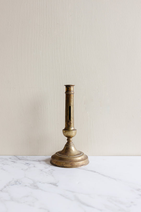 large vintage french brass push-up candlestick