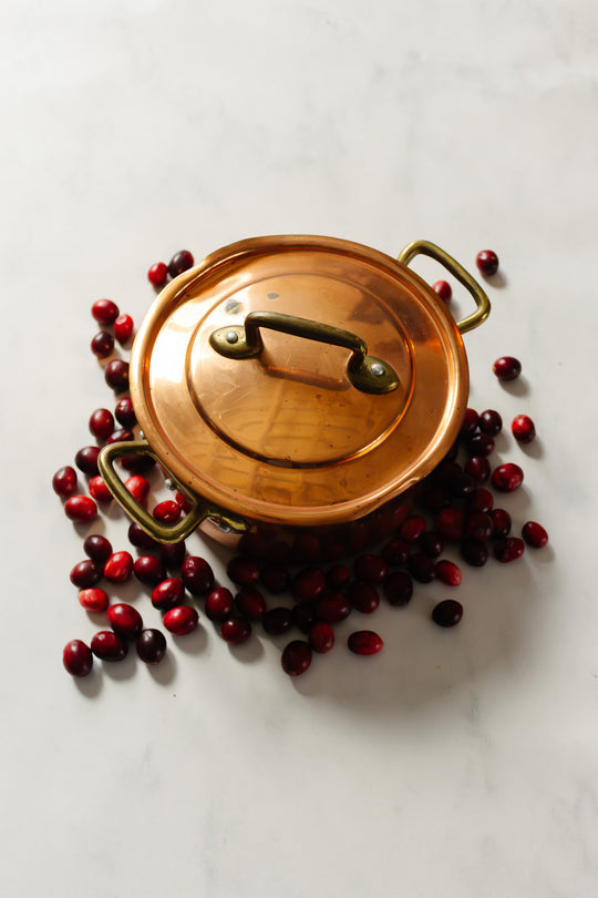 antique french copper pot with tin lining