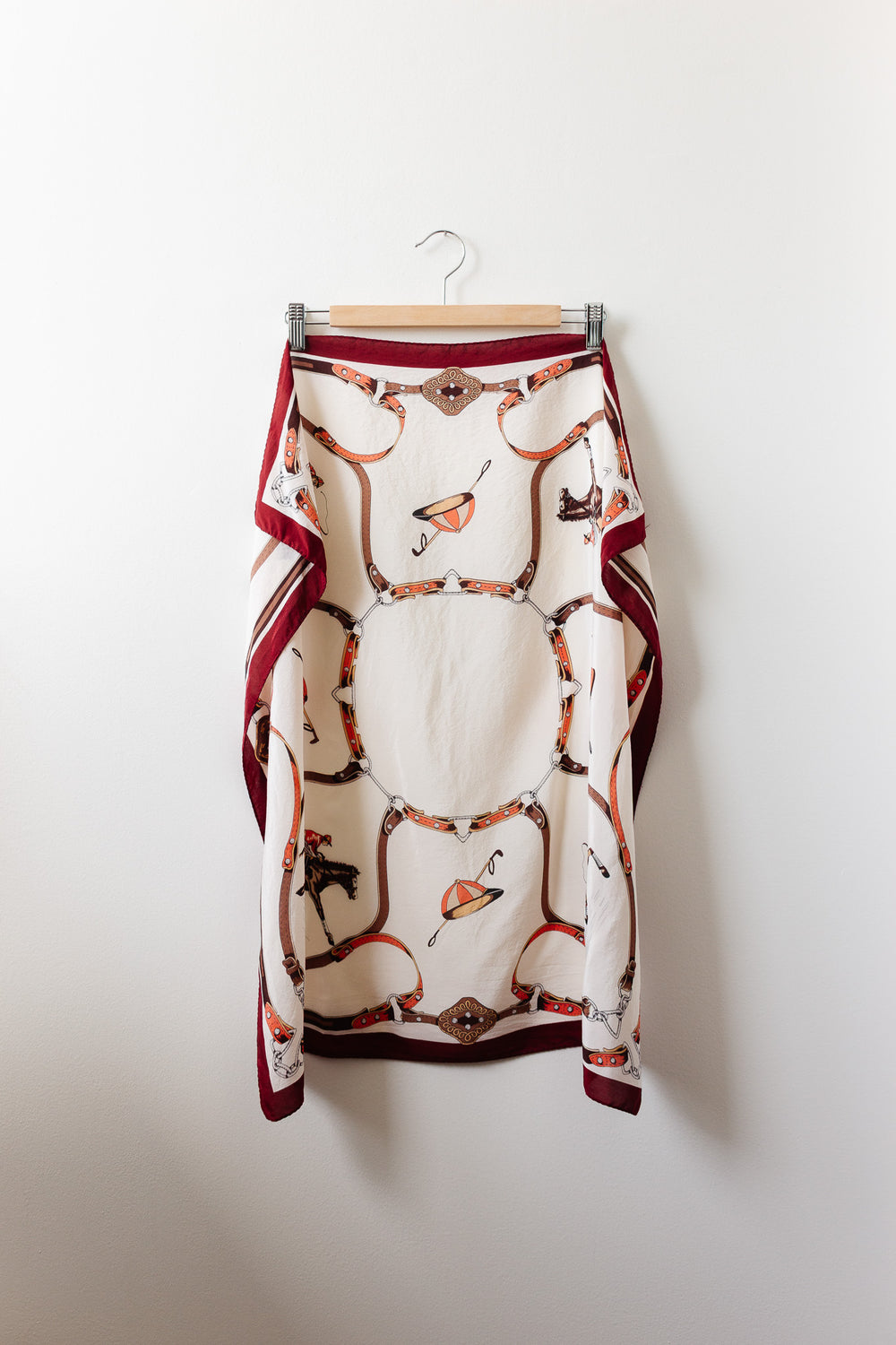 vintage french equestrian themed silk scarf i