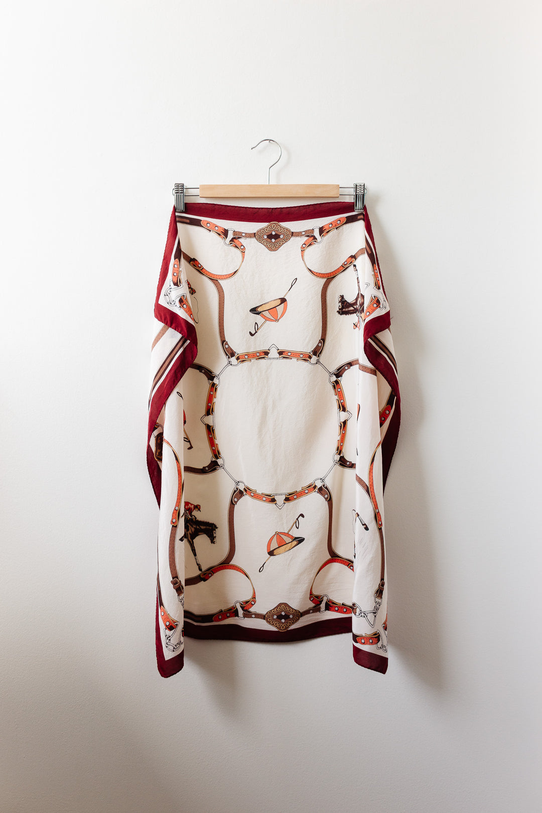 vintage french equestrian themed silk scarf i