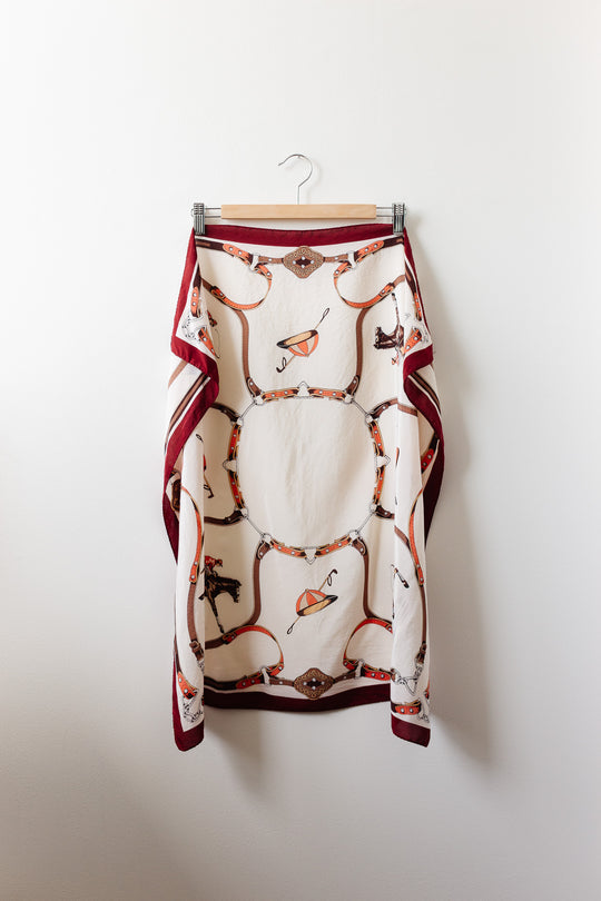 vintage french equestrian themed silk scarf i