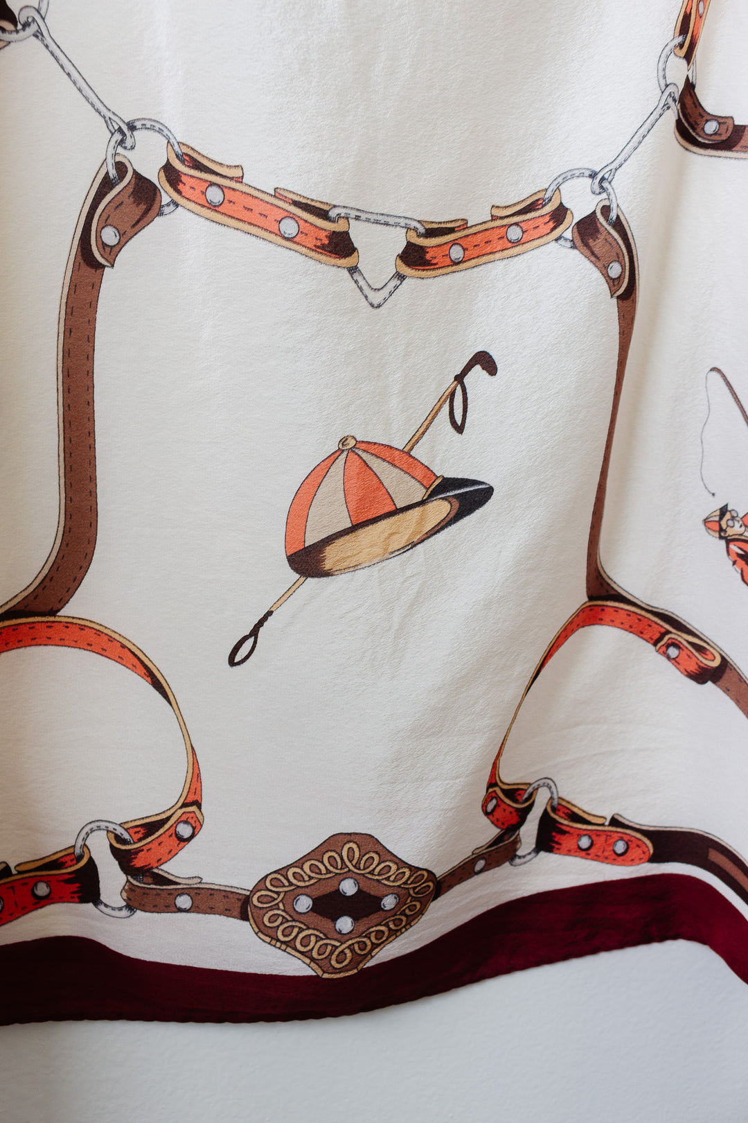 vintage french equestrian themed silk scarf i
