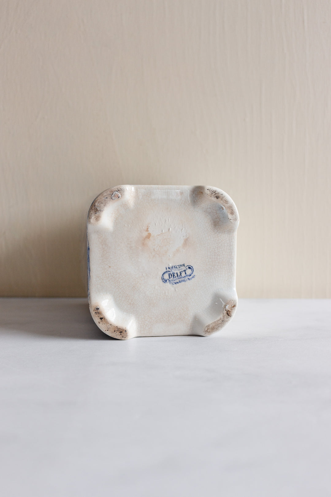 rare 19th century French Onnaing ironstone canisters, “Delft” pattern