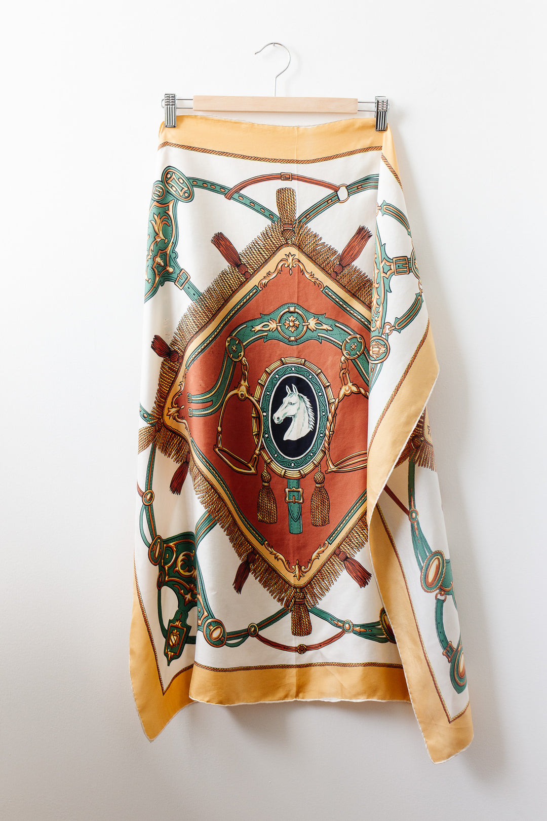 vintage french equestrian themed silk scarf