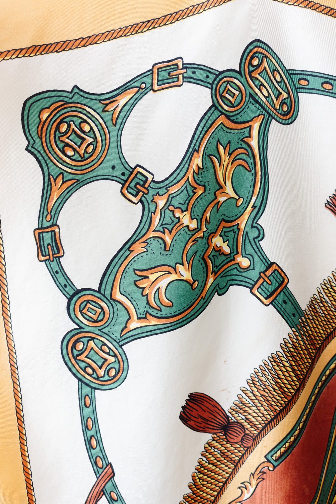 vintage french equestrian themed silk scarf