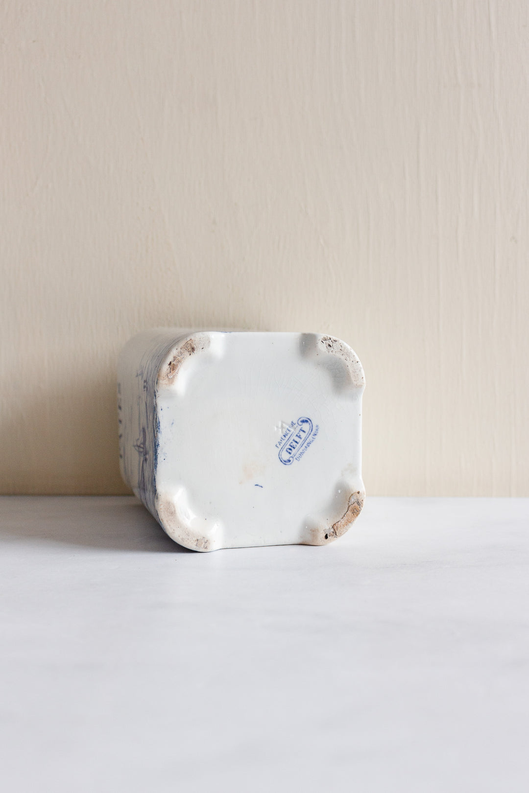 rare 19th century French Onnaing ironstone canisters, “Delft” pattern