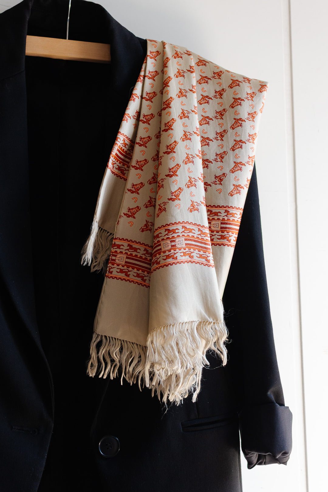 Vintage french equestrian themed scarf iv