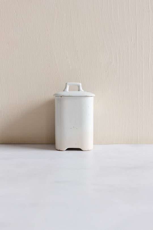 rare 19th century French Onnaing ironstone canisters, “Delft” pattern