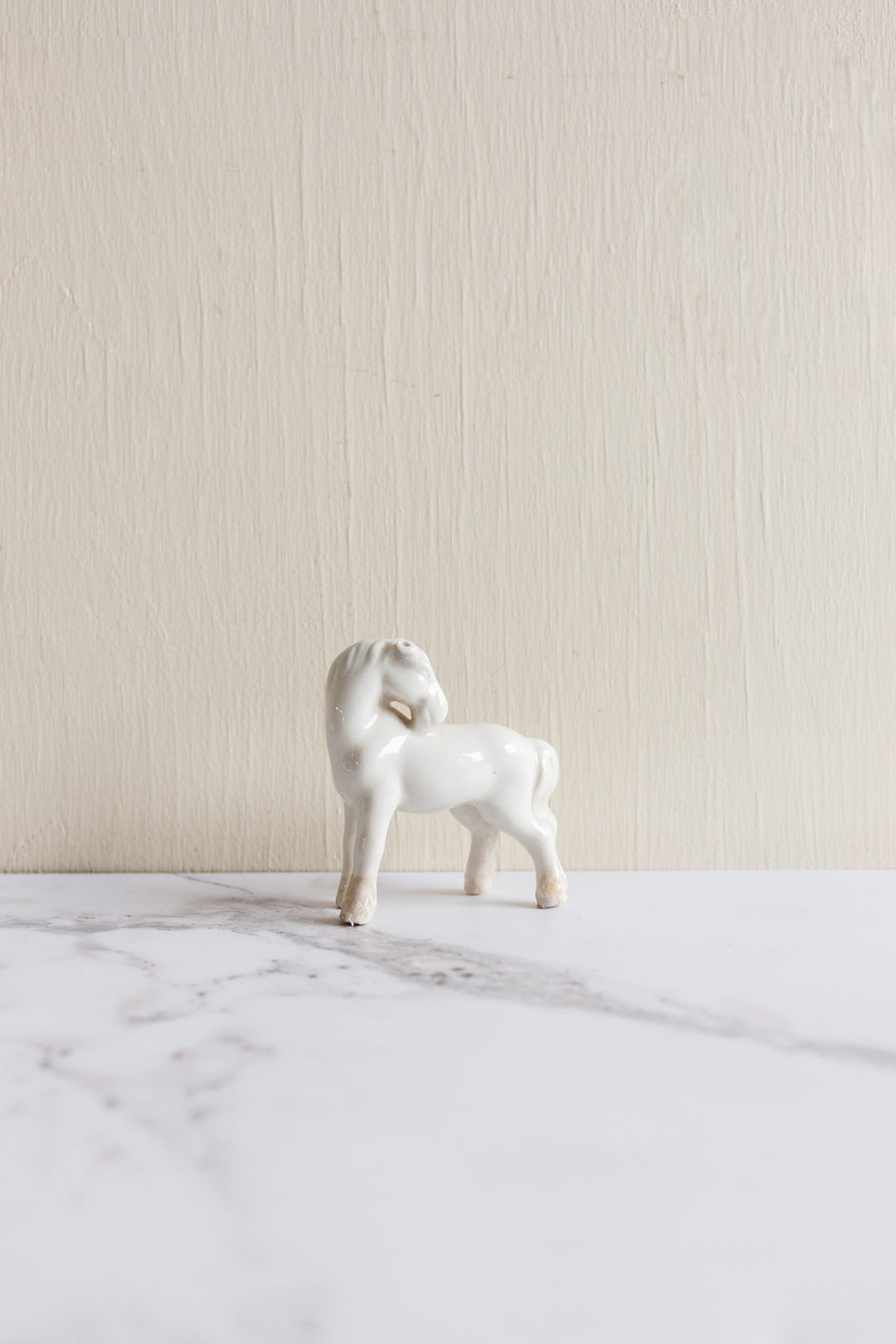 vintage french white porcelain horse